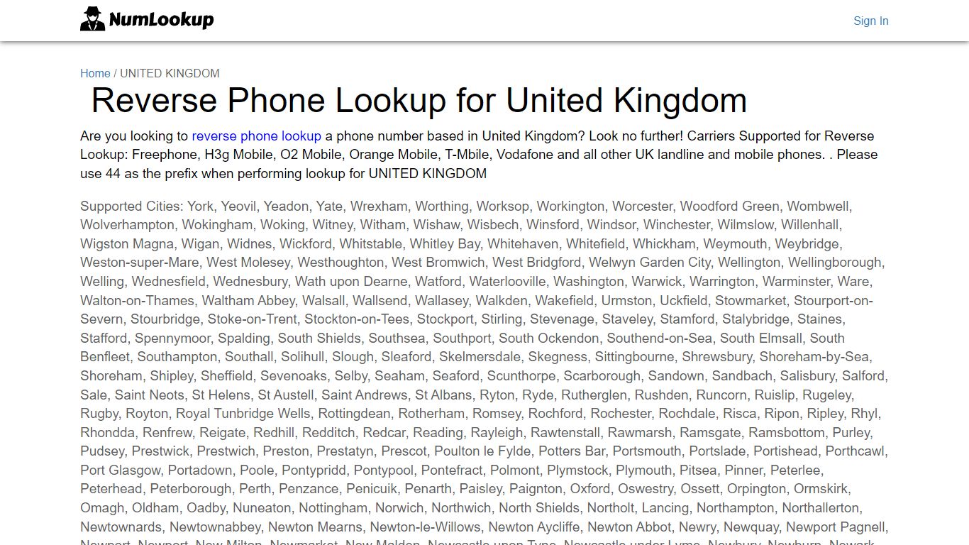 Reverse Phone Number Lookup for United Kingdom | NumLookup